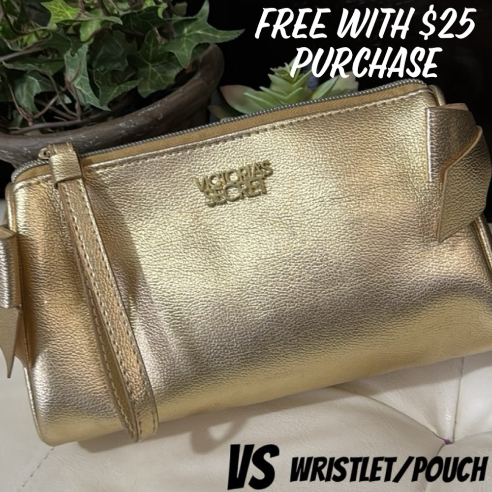 FREE WITH $25 PURCHASE-Gold VS Wristlet Pouch-Zip Top